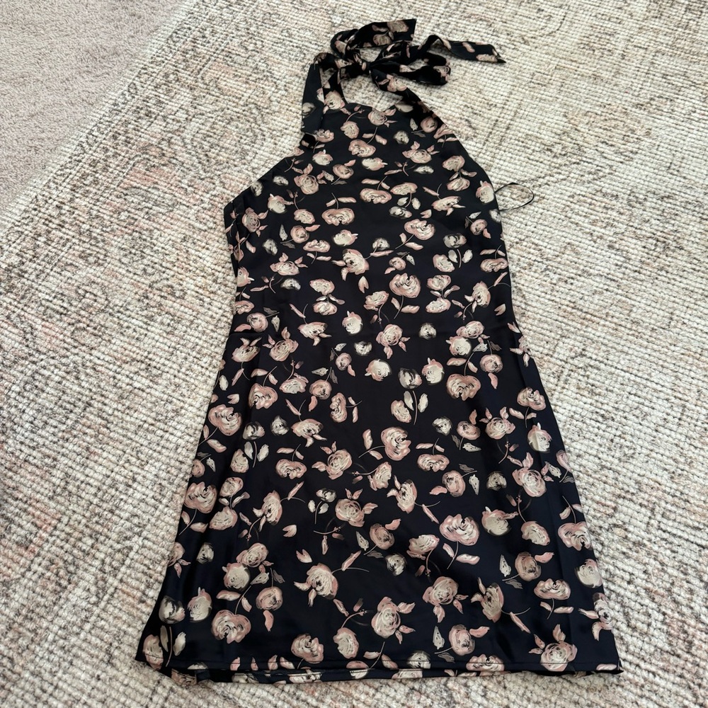 Kaylie Printed Halter Mini Dress Black Floral S - Picture 7 of 10